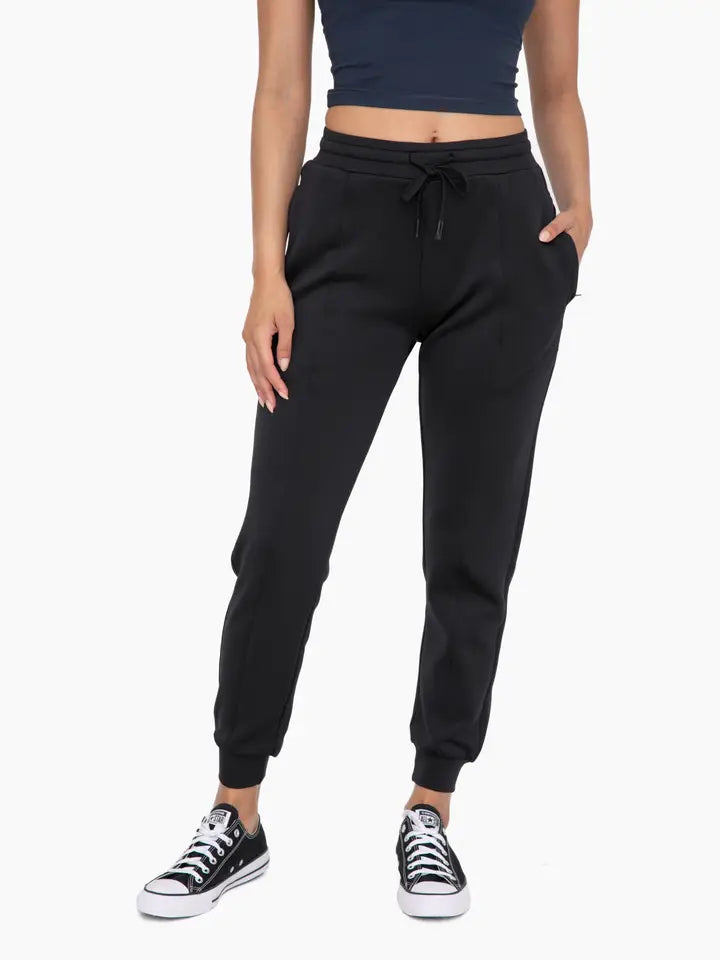 Black Cuffed Joggers with Zippered Pockets