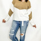 Khaki & Cream V-Neck Sweater