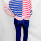 Pink & Periwinkle Striped Color Block Sweater