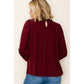 Burgundy Ruffle Smocked Long Sleeve Top