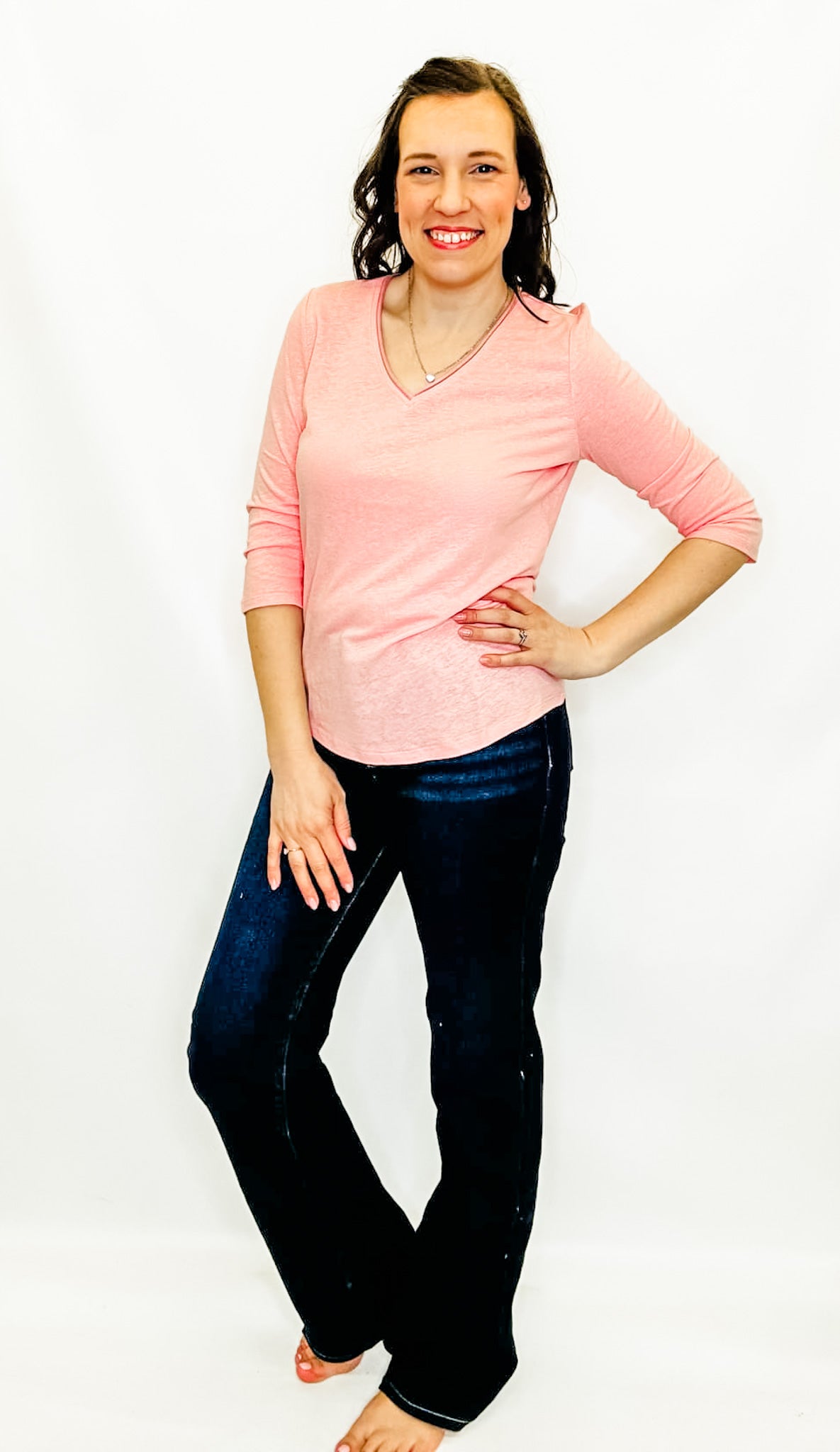 Charlie B Guava Pink 3/4 Sleeve Top
