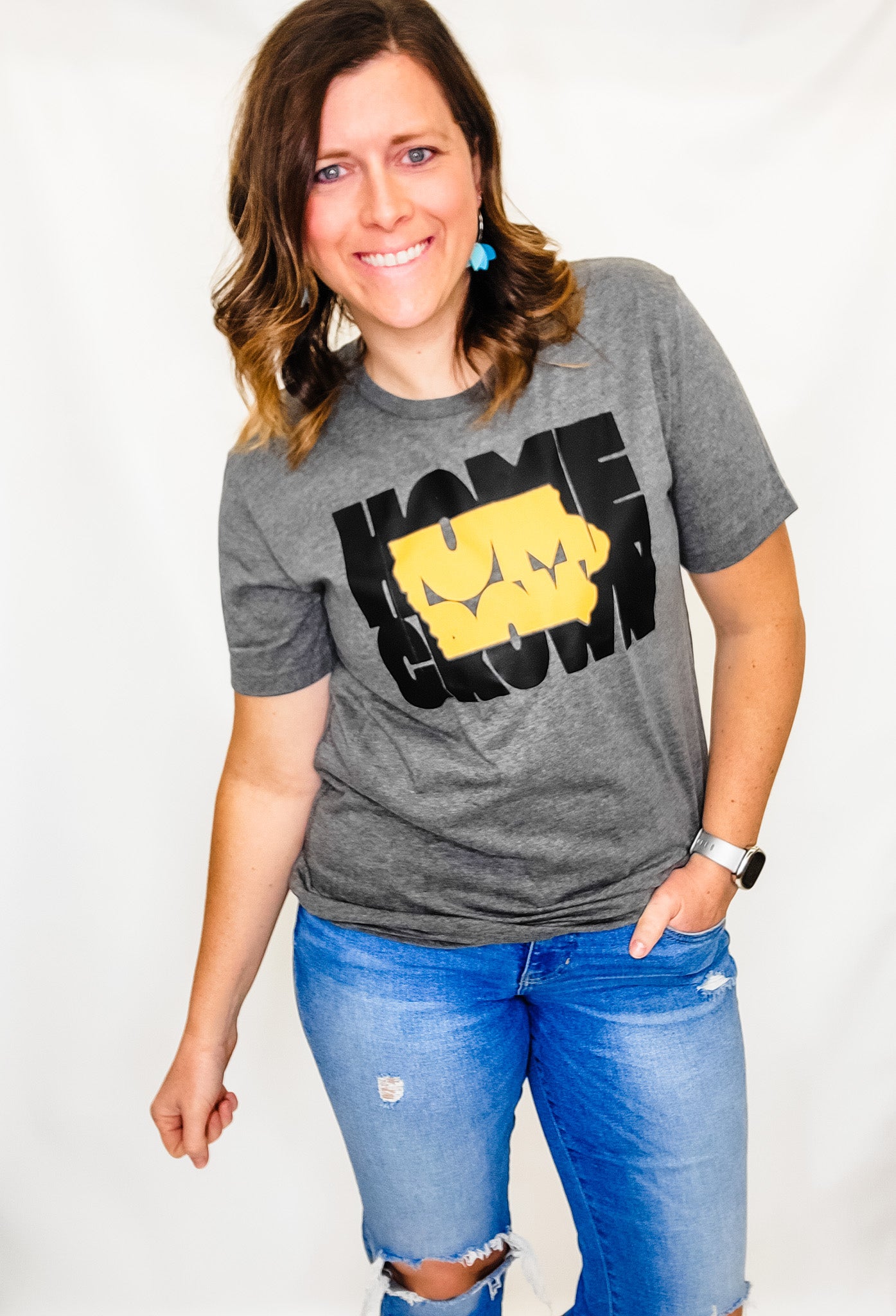 Home Grown in Iowa, Charcoal Graphic Tee - Variety