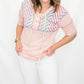 Pink & Gray Textured Short Sleeve