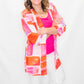 Multiples Pink & Orange Geometric Kimono Jacket