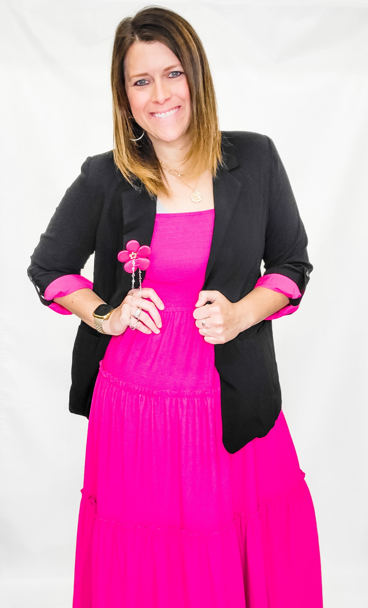 Black & Pink Casual Blazer