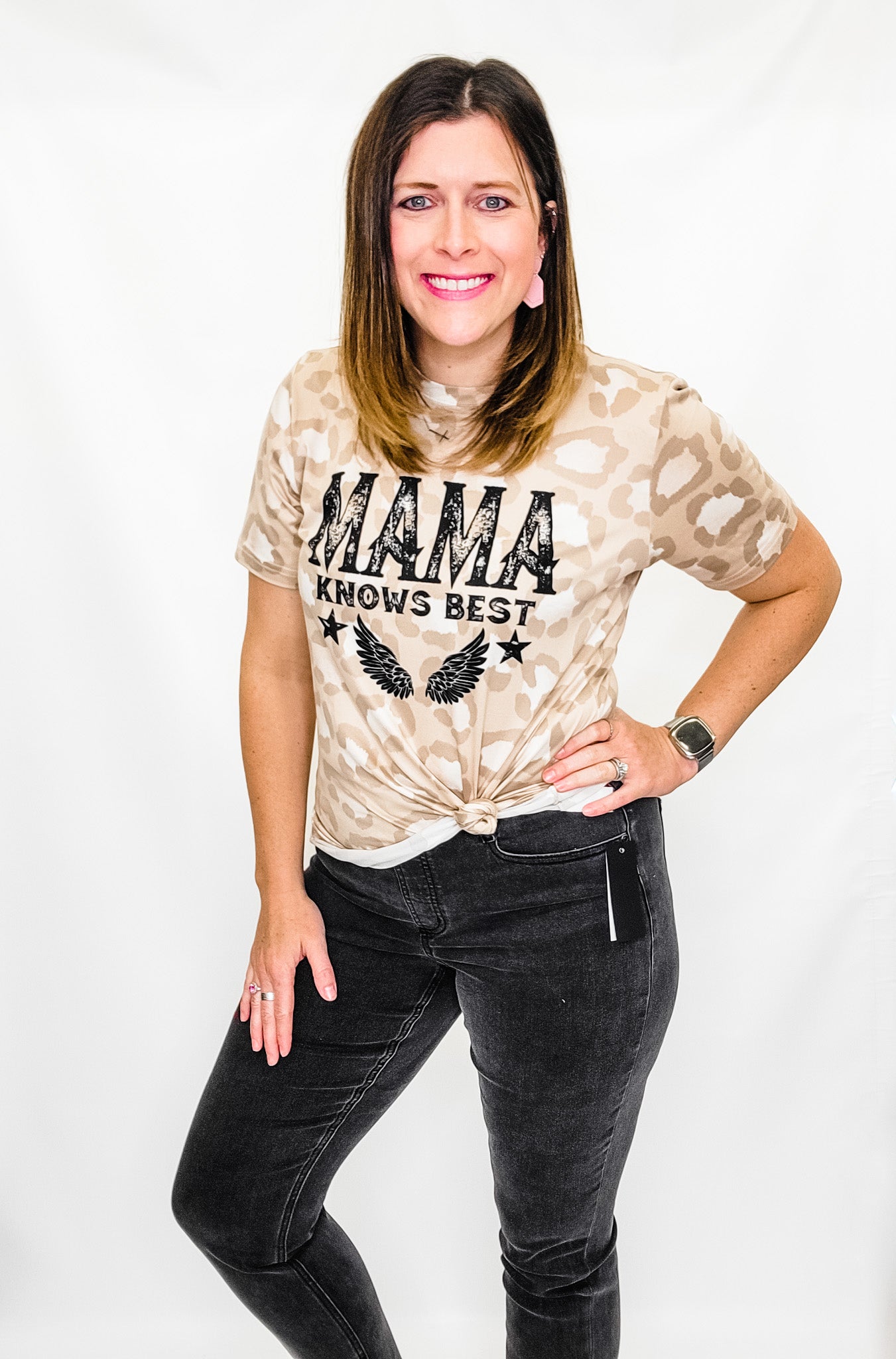 Mama Knows Best Leopard Graphic Tee