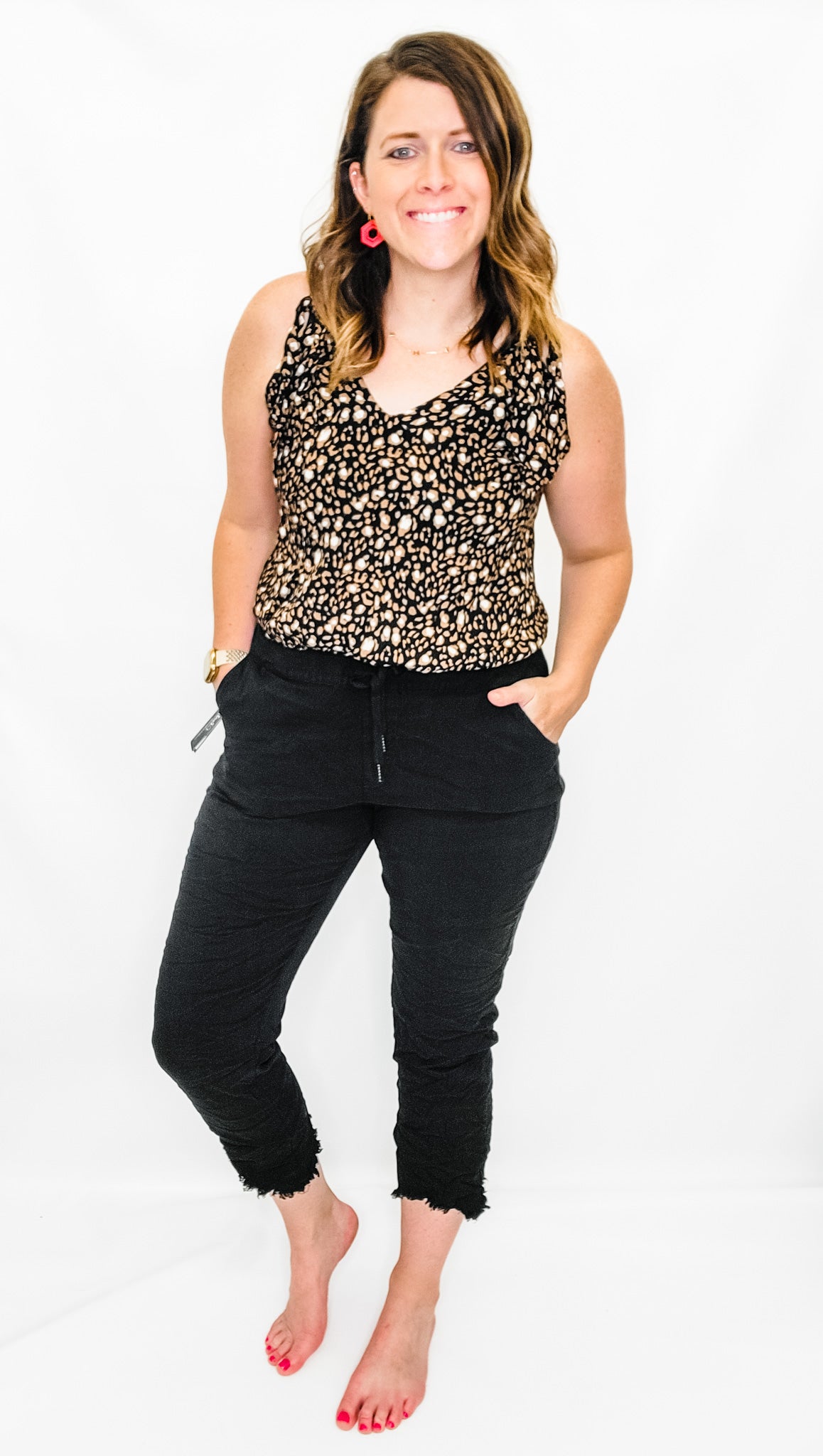 Charlie B Black Pull-On Crinkle Jogger