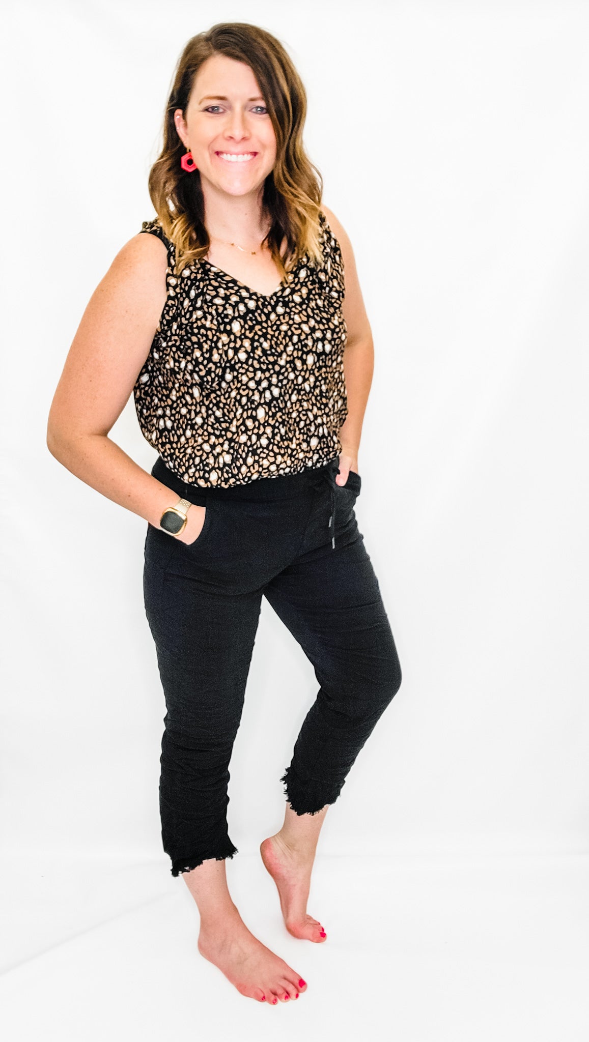 Charlie B Black Pull-On Crinkle Jogger