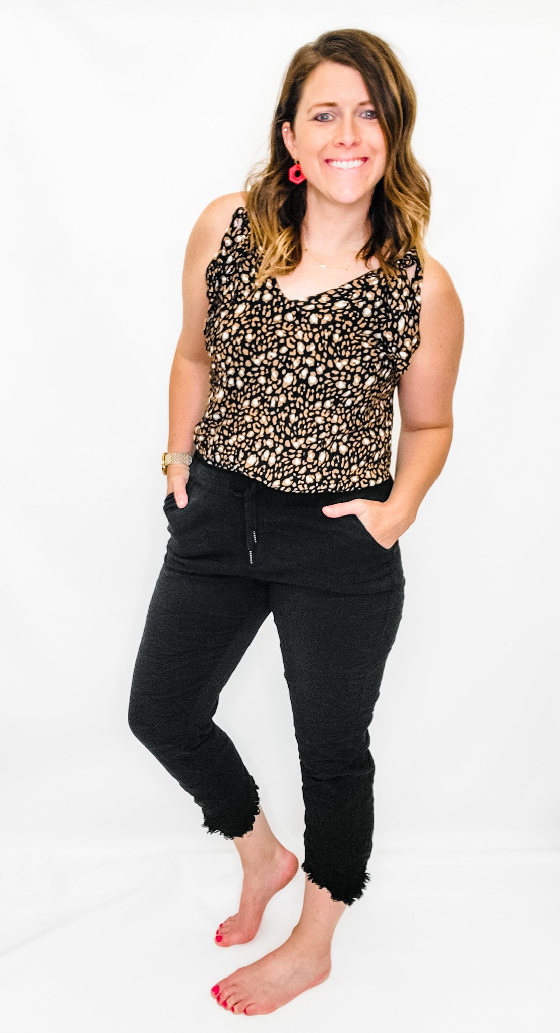 Charlie B Black Pull-On Crinkle Jogger