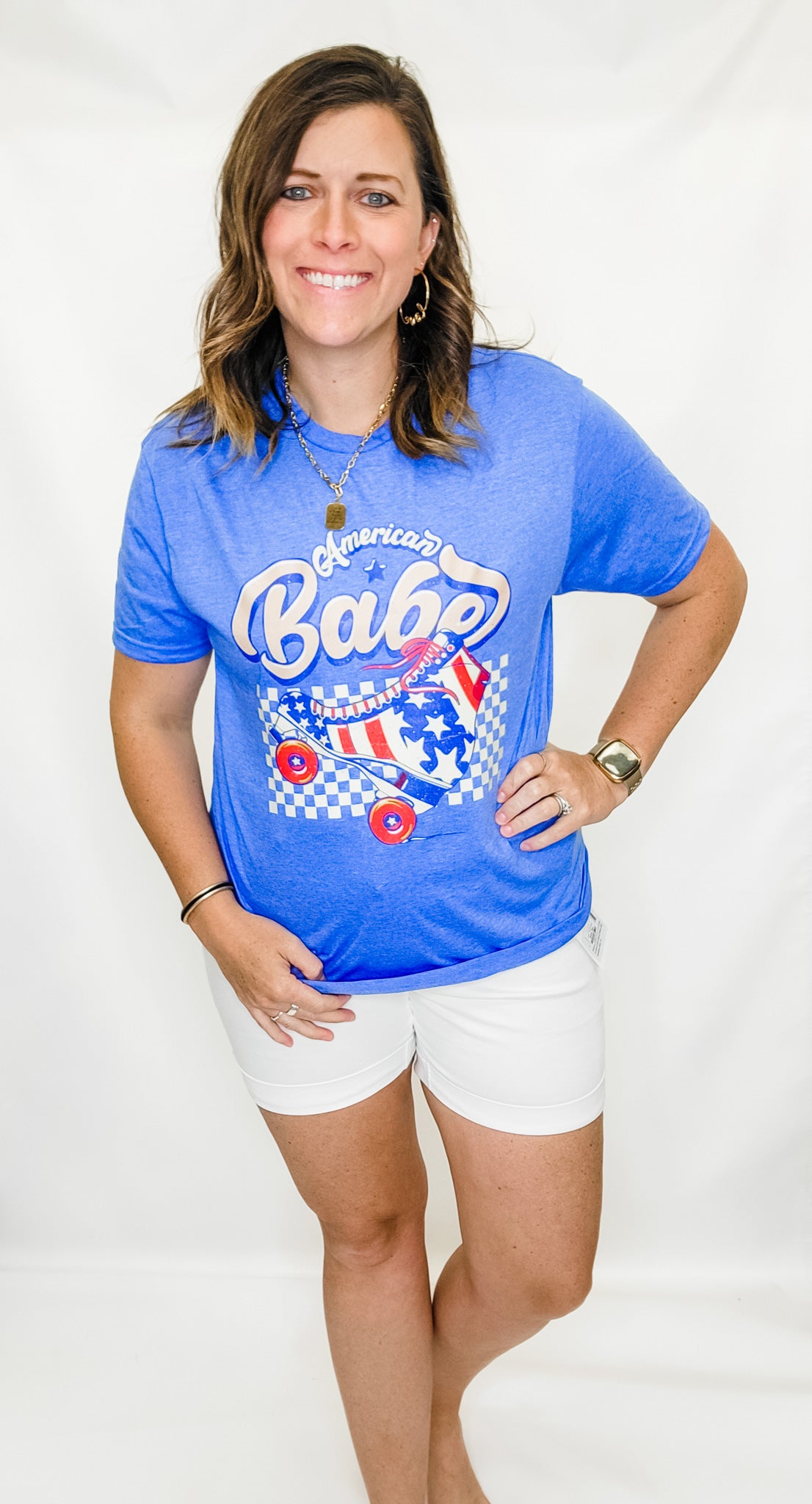 American Babe, Heather Royal Graphic Tee