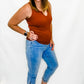 Charlie B Lt Blue Cropped Pant with Zipper Detail