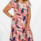 Coral & Blue Patchwork Ruffle Dress