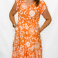 Orange V-Neck Floral Dress