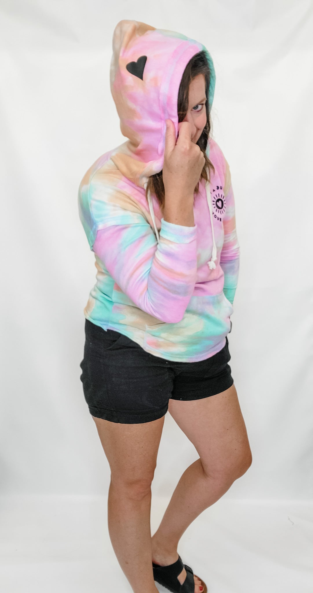 Let Your Light Shine Tie Dye Graphic Terry Hoodie