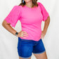 Pink Knit Top with Eyelet Sleeves