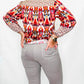 TRIBAL Earth Red Combo Pattern Blouse