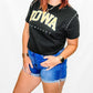 Iowa or Iowa State After Party Studded Crop Short Sleeve