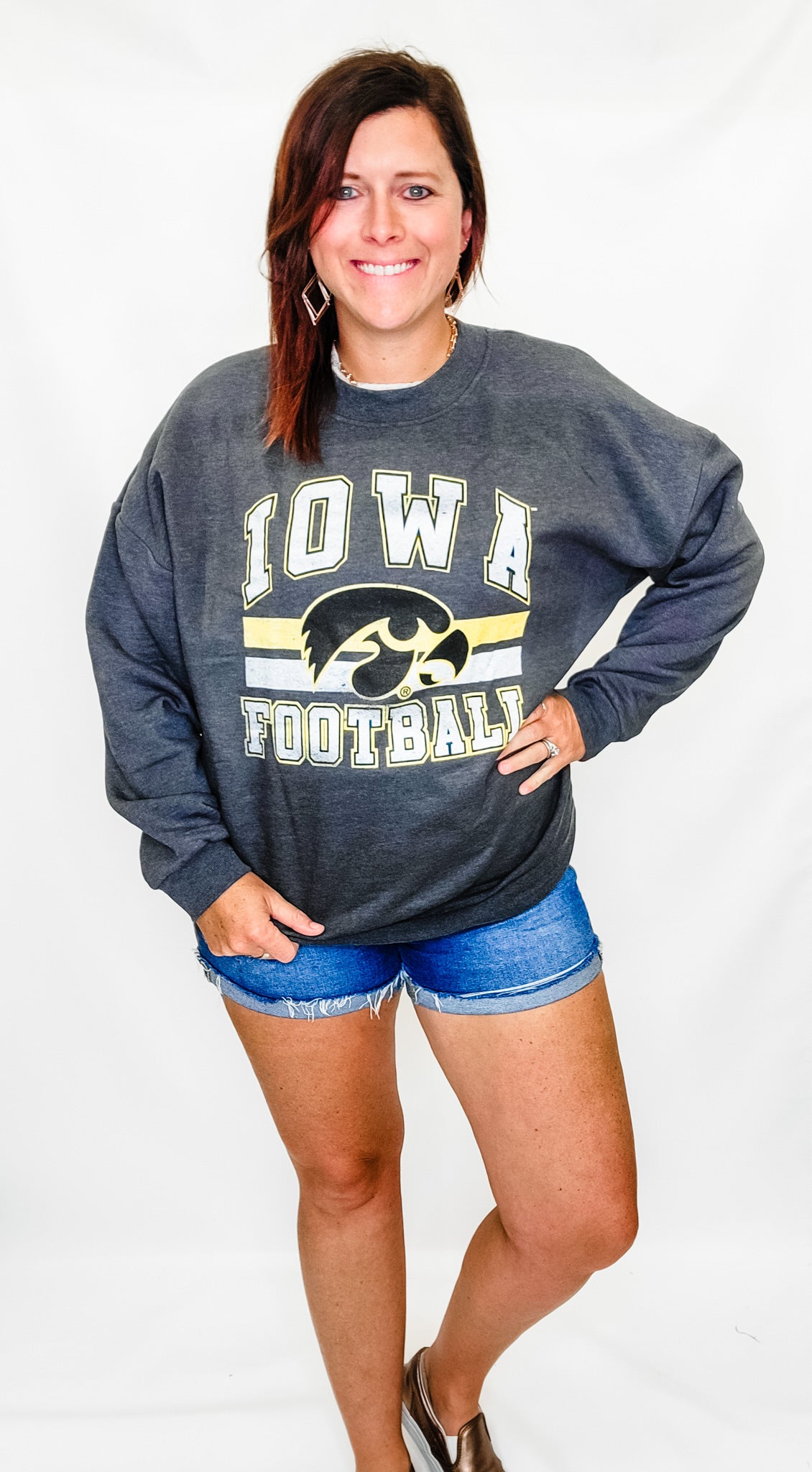 Iowa or Iowa State Gray Playmaker Crew Neck