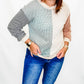 Cream Color Block Jacquard Sweater