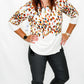 Multiples 3/4 Sleeve Cream & Dot Top