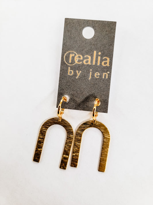 Gold, U Geometric Earrings