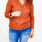 Tribal Baked Clay Henley Long Sleeve Top