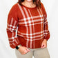 Tribal Baked Clay Plaid Crew Neck Sweater