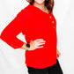 Multiples Spy Red 3 Button V-Neck Top