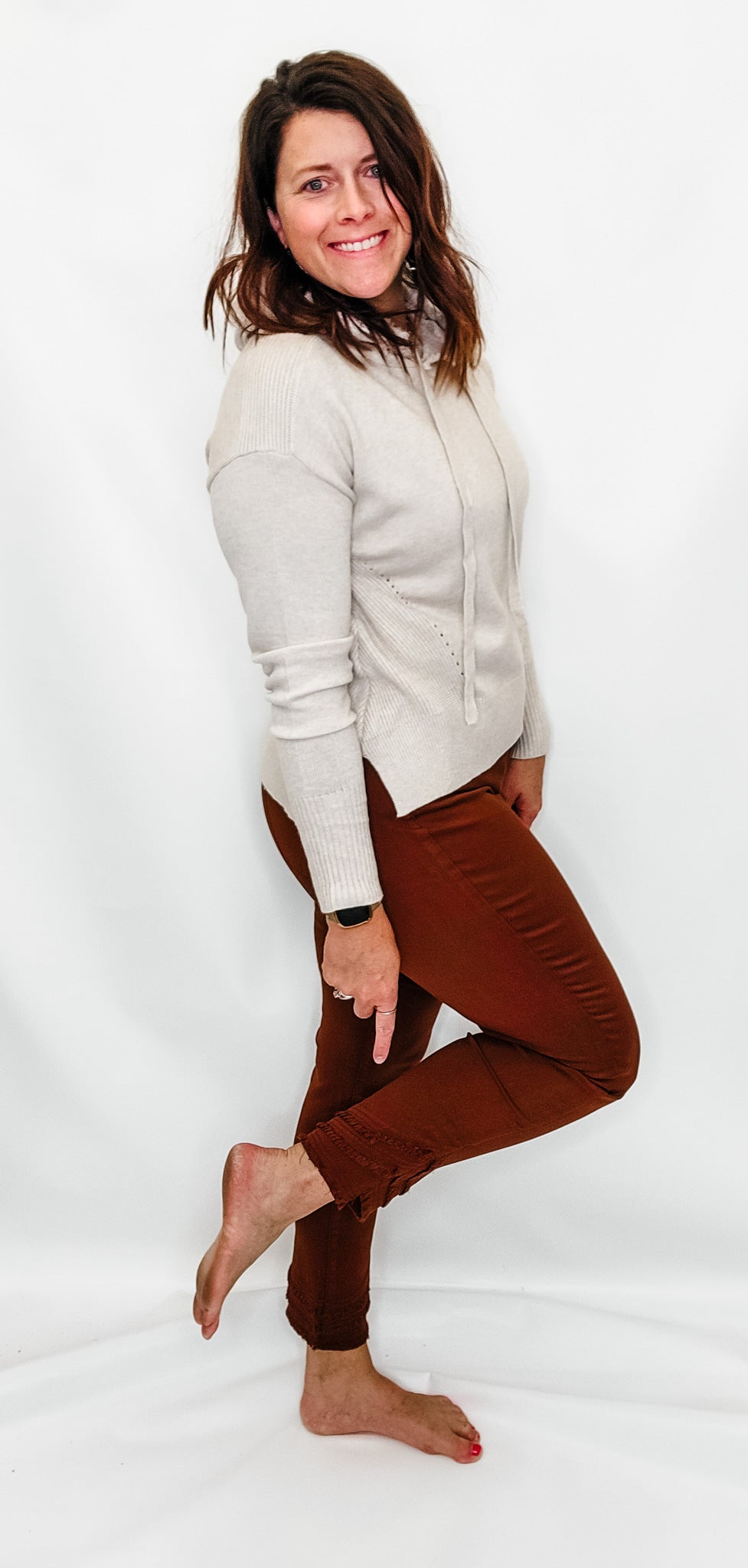 Charlie B Cinnamon Slanted Fringe Ankle Pant