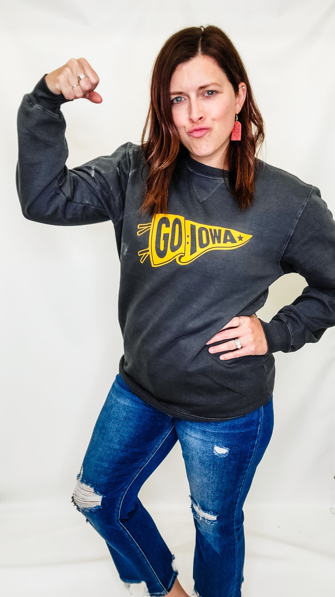 Go Iowa or Iowa State Crew Neck Sweatshirts