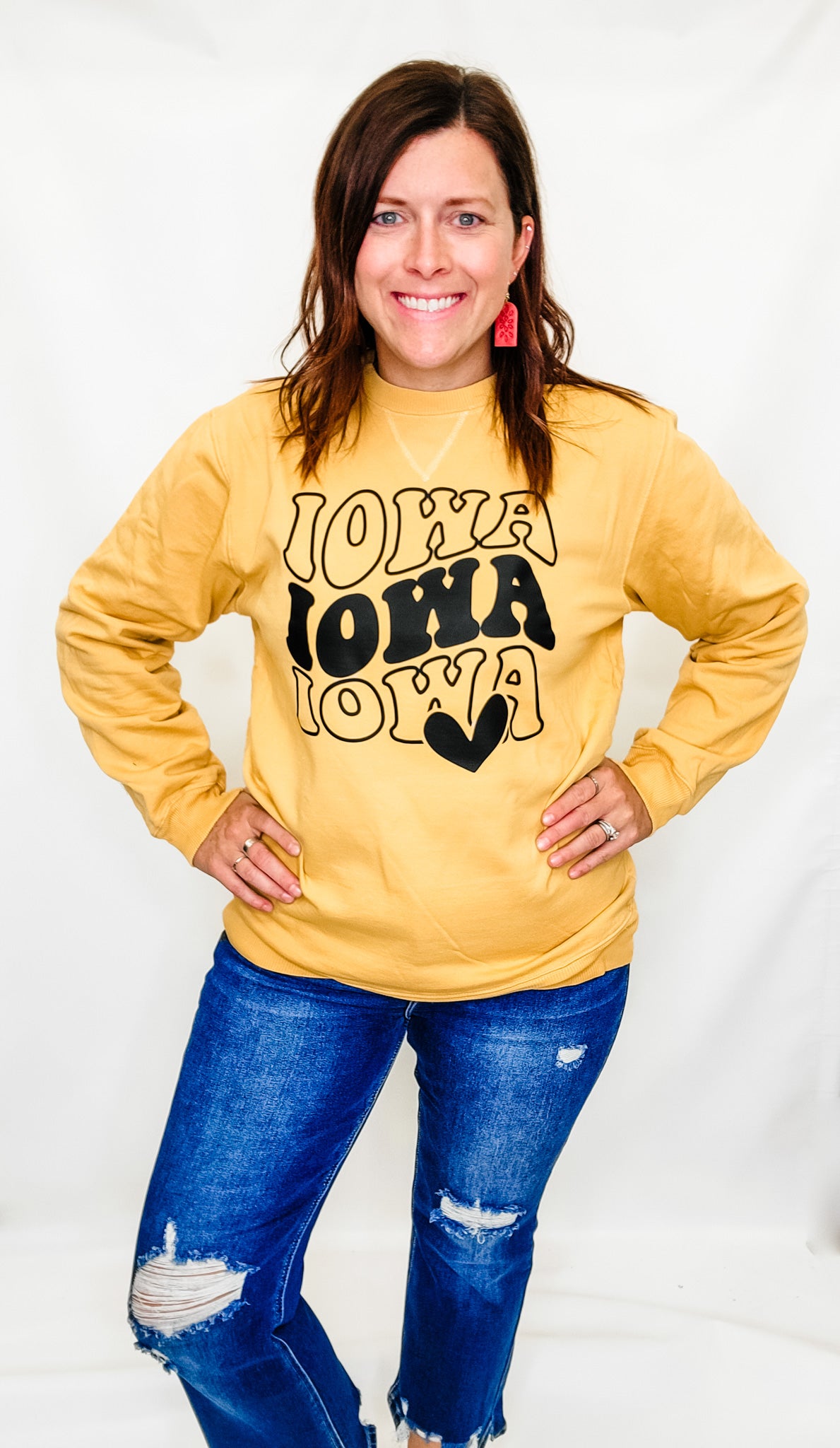 Iowa or Iowa State Love Crew Neck Sweatshirts