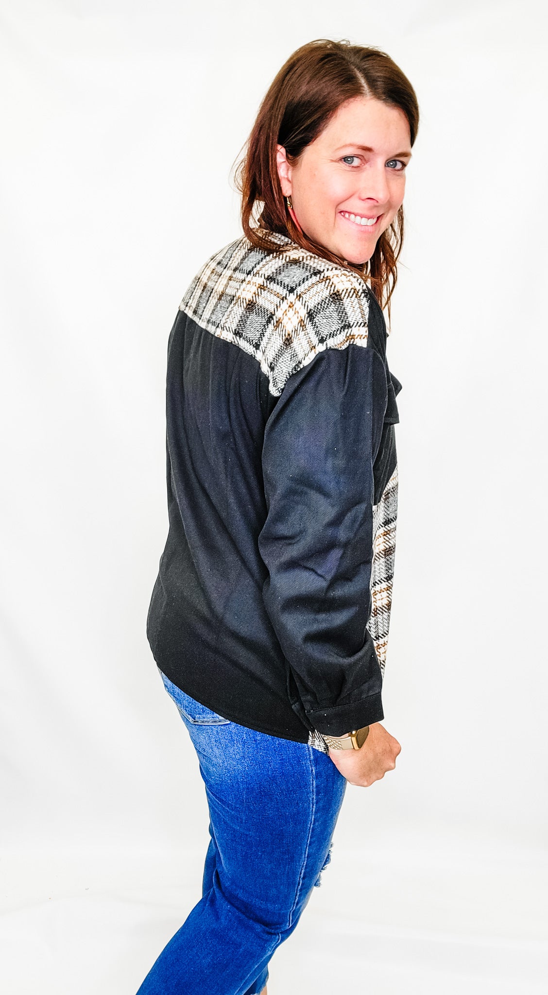 Plaid & Jean Combination Jacket - Variety