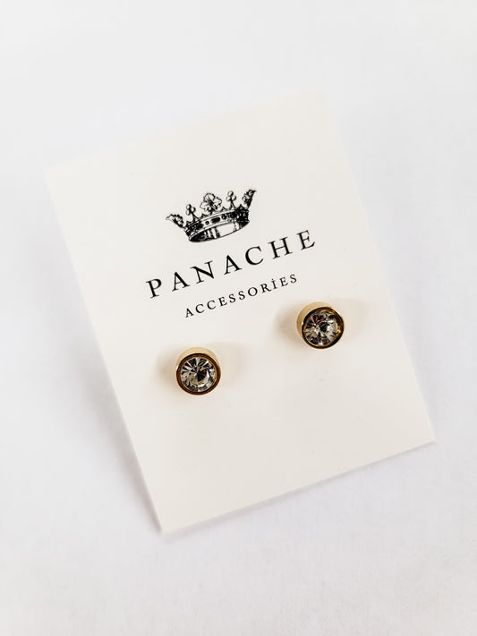 Round, Rhinestone Stud Earrings