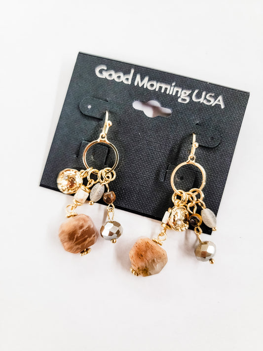 Gold & Moonstone Dangle Earrings