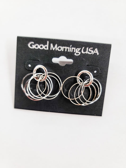 Silver Circle Stacked Earrings