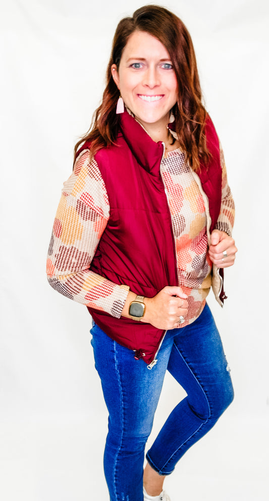 Burgundy Tan Reversible Vest