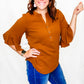 Multiples October Rust 3/4 Ruffle Sleeve Top