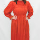 Rust Mock Neck Ruffle Sleeve Dress