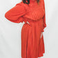 Rust Mock Neck Ruffle Sleeve Dress