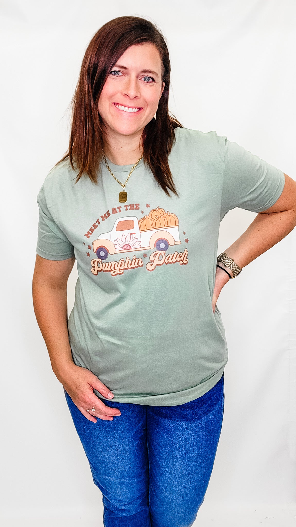 Meet me at the Pumpkin Patch, Sage Graphic Tee