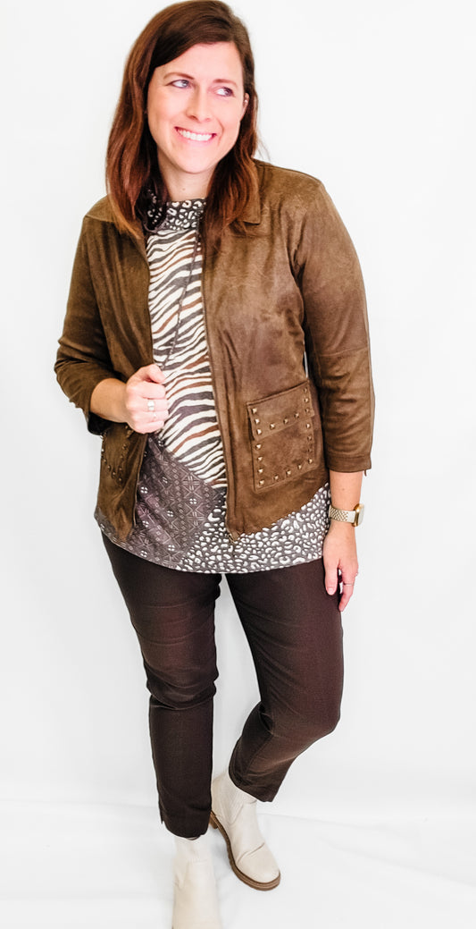 Multiples Mocha Embellished, Lined Jacket