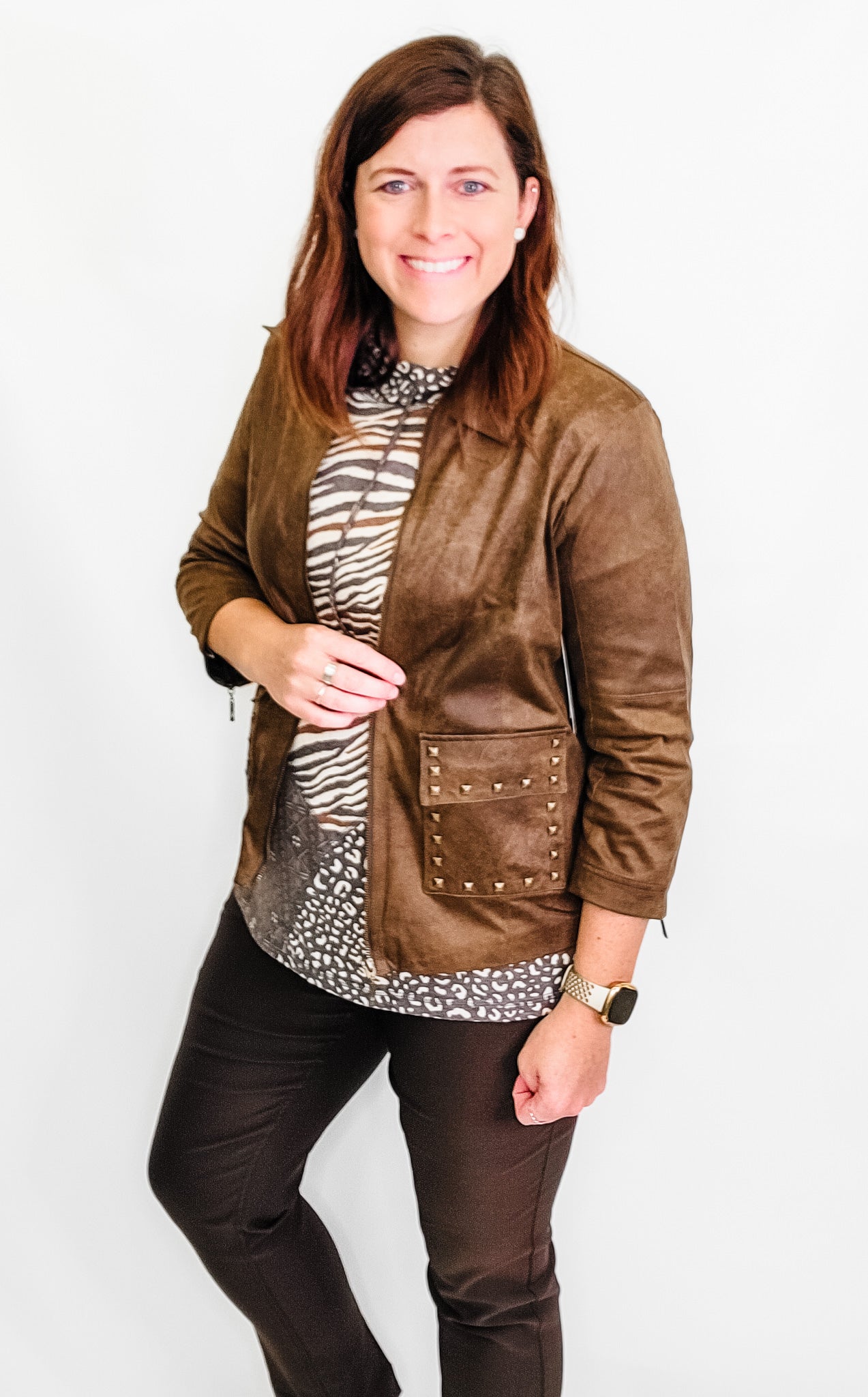 Multiples Mocha Embellished, Lined Jacket