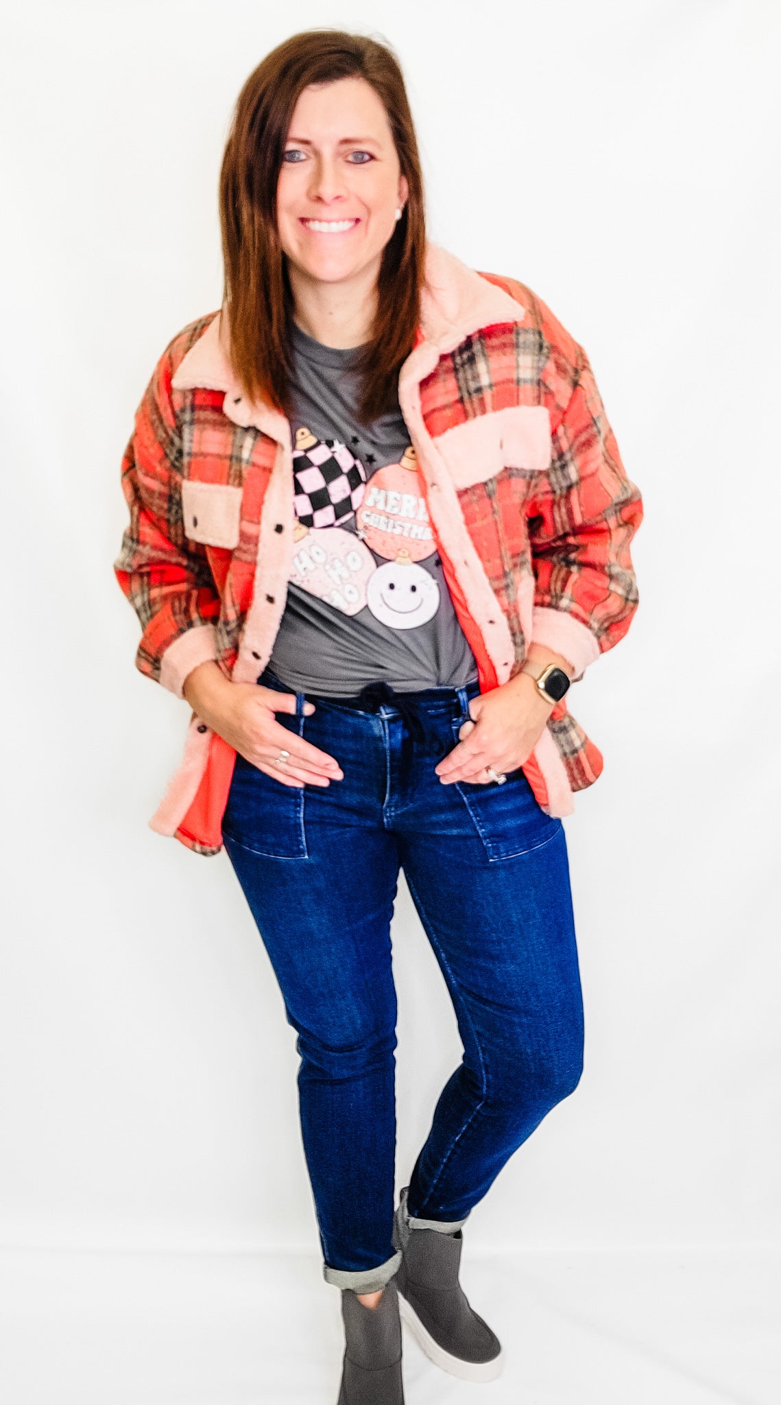 Panache Red, Tan & Pink Plaid Jacket