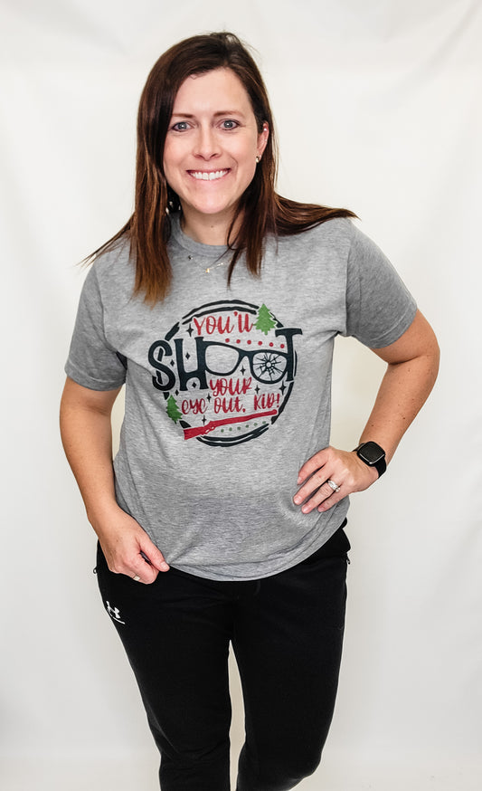 You'll Shoot Your Eye Out Kid Heather Gray Graphic Tee