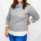 Multiples Gray Cowl with Cream Shirt Accents
