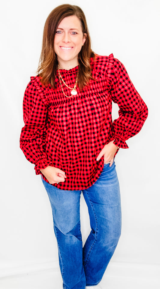 Red & Black Gingham Long Sleeve