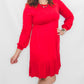 Red, Babydoll Flare Dress