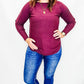 Charlie B Port Wine Sweater with Eyelet Back