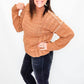 Camel & Cream Stitch Mock Neck Sweater