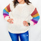 Cream Sweater with Color Block Sleeves